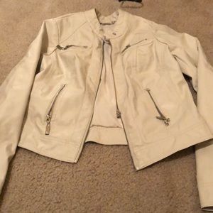 Selling White leather jacket for $20.00